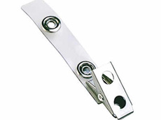 BRADY PEOPLE ID, CLEAR VINYL STRAP CLIP, 2-HOLE NICKEL PLATED STEEL CLIP, 2 3/4